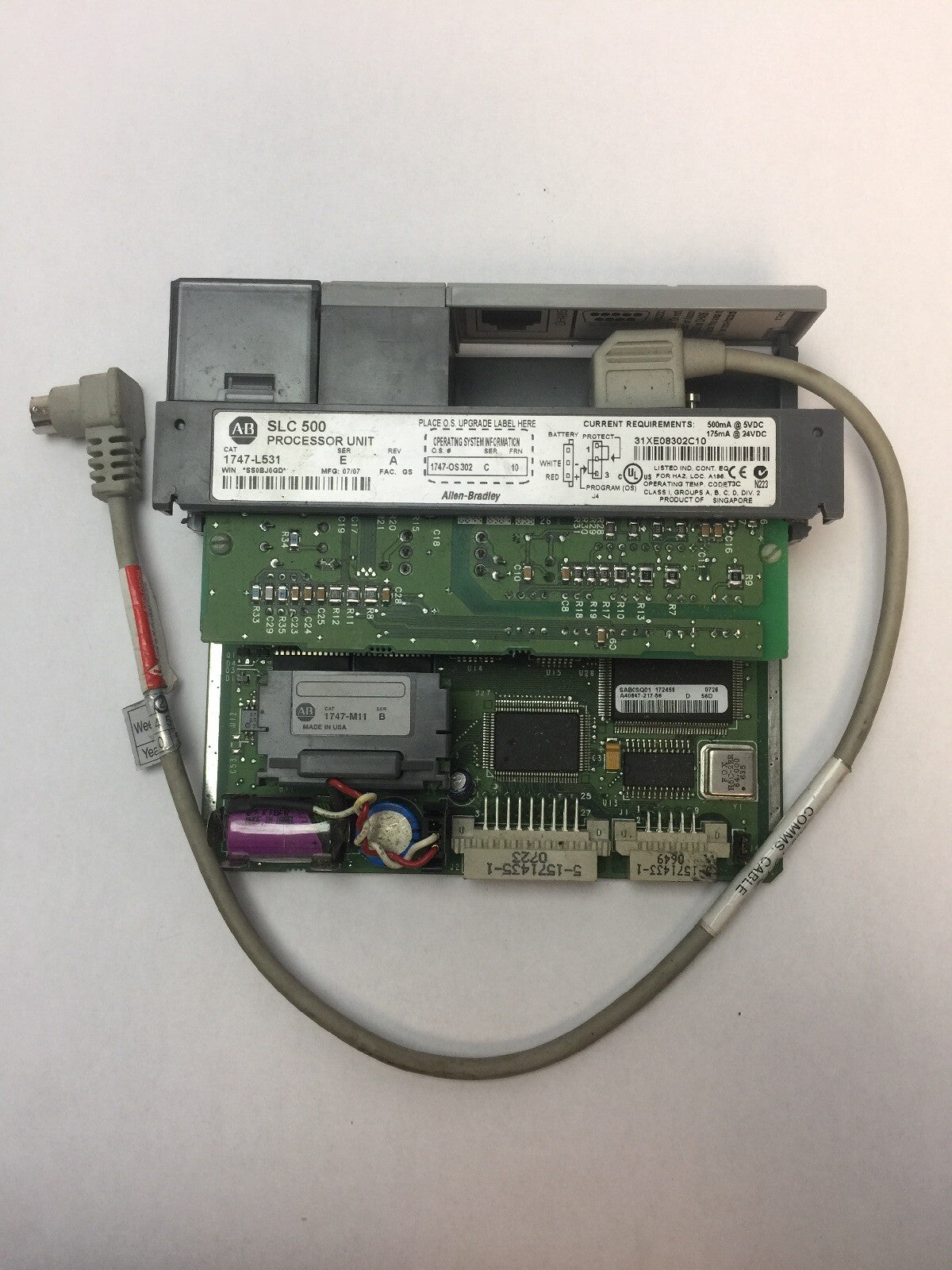 ALLEN BRADLEY 1747-L531 PROCESSOR UNIT 1747-M11 MEMORY 1761-CBL-AP00 CABLE