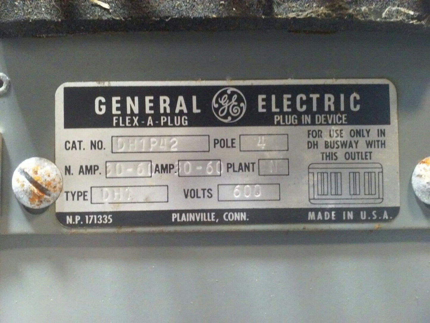 GE DFPC422DH BUS PLUG 4P 60A 240V W/ DH1P42 4P 30-60A TYPE DH1 600V FLEX A PLUG