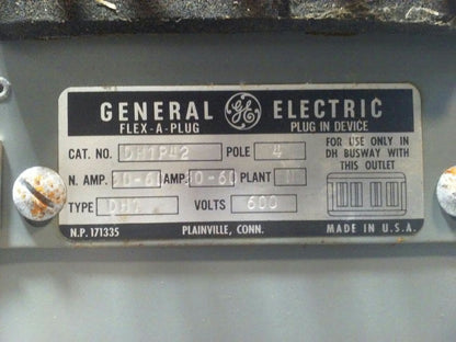 GE DFPC422DH BUS PLUG 4P 60A 240V W/ DH1P42 4P 30-60A TYPE DH1 600V FLEX A PLUG