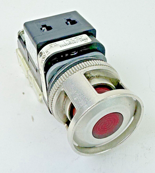 ALLEN-BRADLEY - 800T-FXTQH2RA5 SER. U - RED MUSHROOM PUSH/PULL BUTTON W/ BLOCK