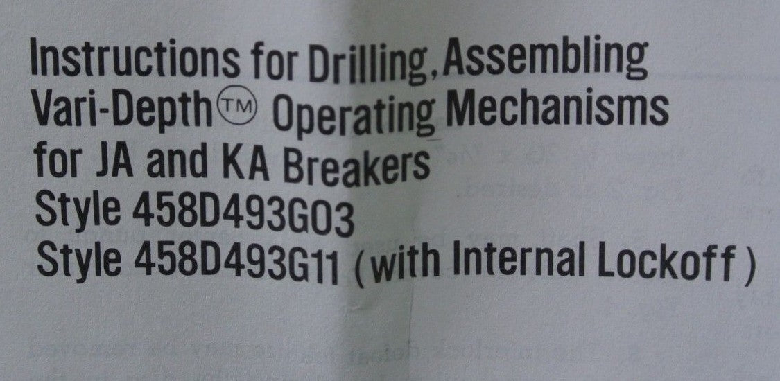 WESTINGHOUSE 458D493G03 VARI-DEPTH MECHANISM for JA & KA BREAKERS - NEW SURPLUS