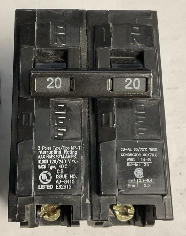 MURRAY MP220 CIRCUIT BREAKER 20A 2POLES 60HZ 240VAC****LOTOF3****