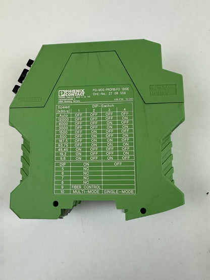 PHOENIX CONTACT PSI-MOS-PROFIB/FO1300-E 2708559 FIBER OPTIC CONVERTER 24VDC