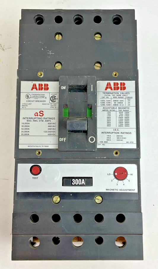 ABB MF868344 CIRCUIT BREAKER 300A TYPE JS 600VAC 500VDC 3POLE
