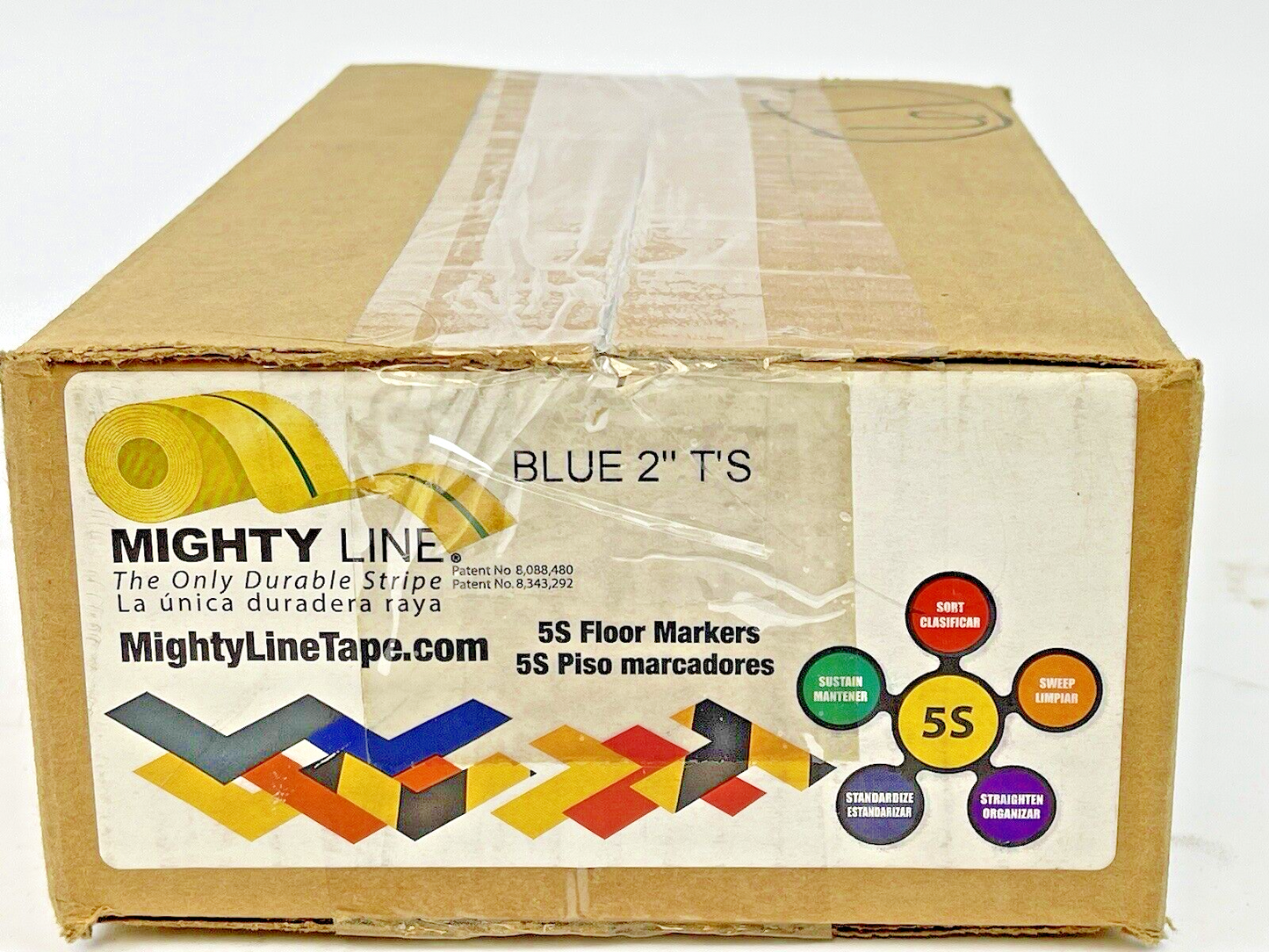 MIGHTY LINE TAPE - BLUE T - BOX of 100 - INDUSTRIAL TAPE - T's - 6"X6"X2"