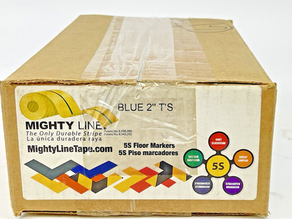 MIGHTY LINE TAPE - BLUE T - BOX of 100 - INDUSTRIAL TAPE - T's - 6"X6"X2"