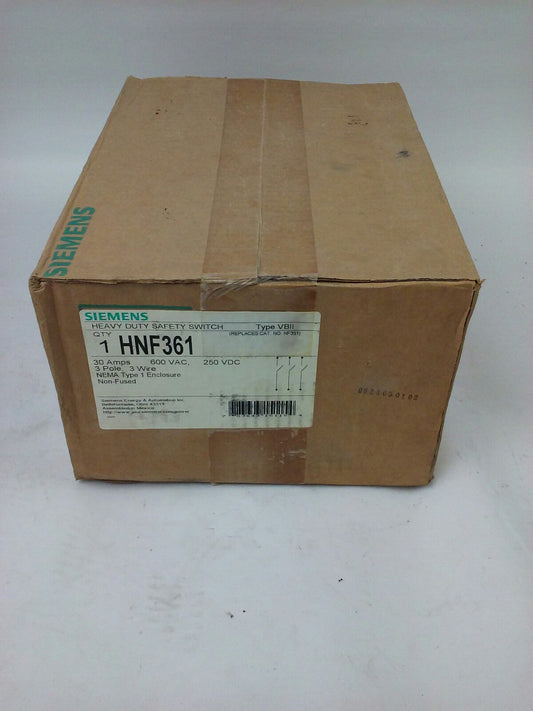 SIEMENS HNF361 SAFETY SWITCH, TYPE 1 ENCLOSURE, TYPE VB11, 30A, 600V, 3P, NEW