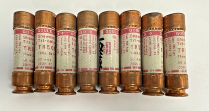 GOULD SHAWMUT TRI-ONIC TR50R TIME DELAY FUSE 50AMP 250V LOT OF 8