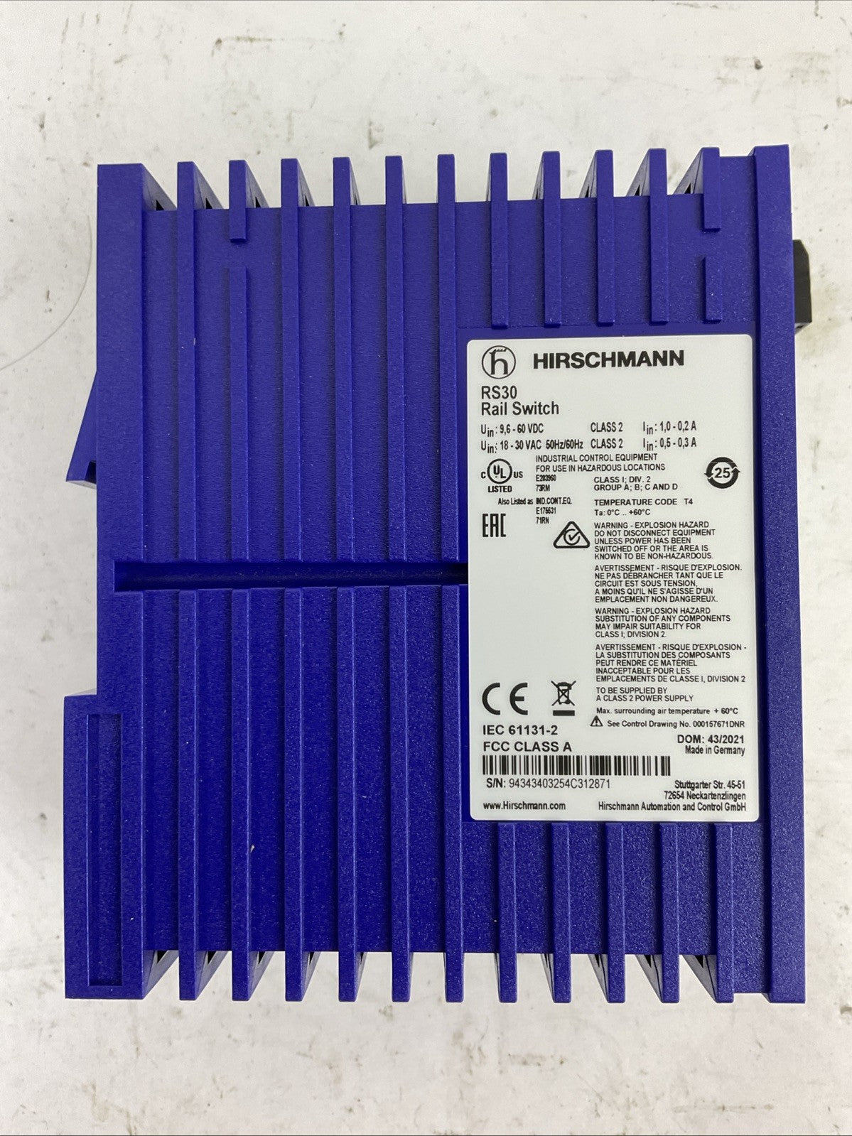 HIRSCHMANN RS30-0802O6O6SDAPHH09.1.00 RAIL SWITCH
