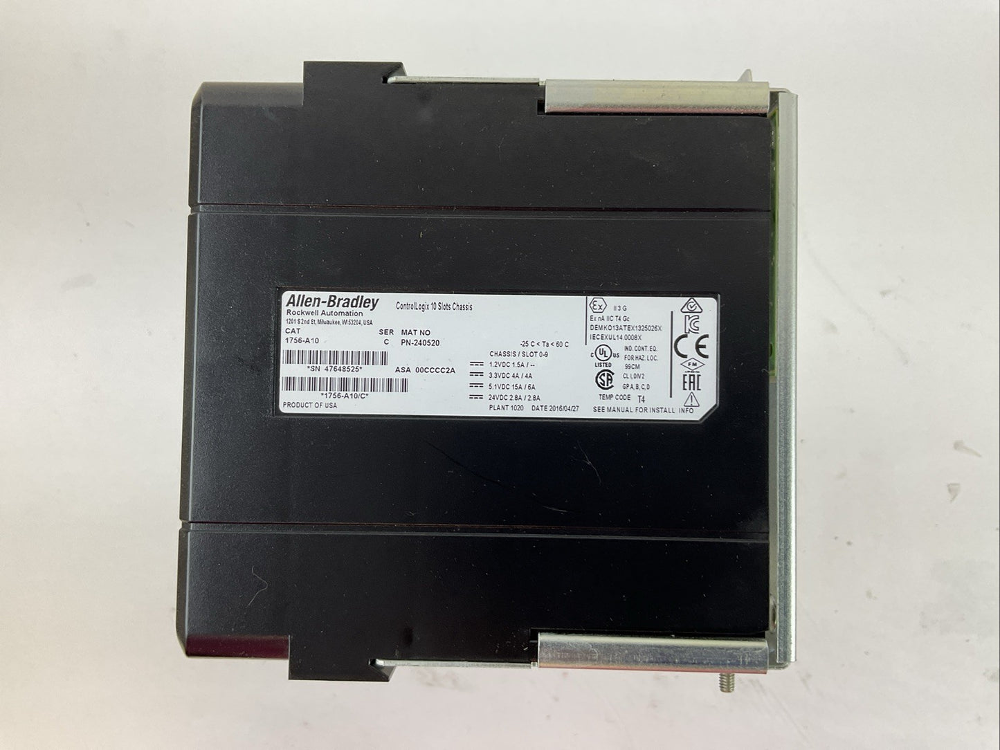 ALLEN-BRADLEY 1756-A10 SER C CONTROLLOGIX 10 SLOT CHASIS