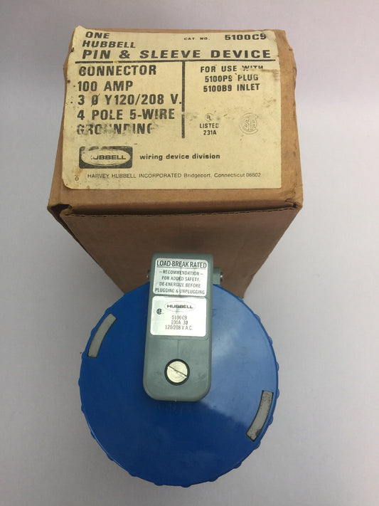 HUBBELL 5100C9 PIN & SLEEVE DEVICE CONNECTOR 100A 120/208VAC 4 POLE 5 WIRE
