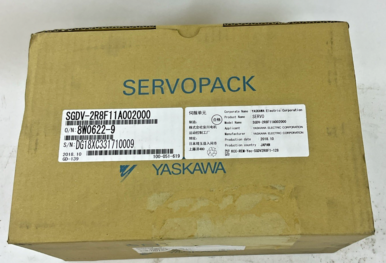YASKAWA SGDV-2R8F11A002000 SERVO DRIVE 3PH 9.4A 230V 400HZ