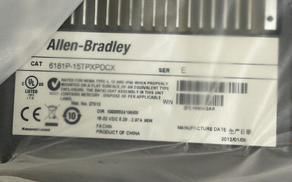 ALLEN BRADLEY 1500P 6181P-15TPXPDCX SER E OPERATOR PANEL DIR 10000024195/05