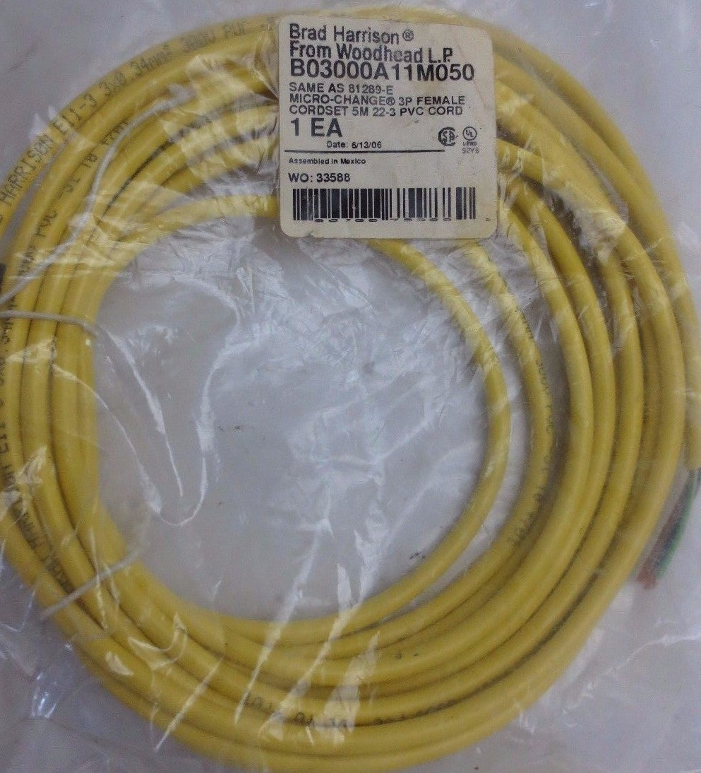 BRAD HARRISON / WOODHEAD B03000A11M050 / 81289-E MICRO-CHANGE 3P FEMALE CORDSET