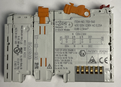 WAGO 753-540 DIGITAL OUTPUT MODULE 120V/230VAC 0.25A 4DO