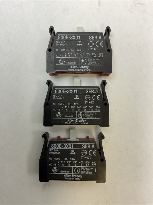 ALLEN BRADLEY 800E-3X01 CONTACT CARTRIDGE (LOT OF 3)
