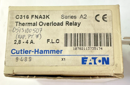 CUTLER HAMMER C316 FNA3K THERMAL OVERLOAD RELAY SER.A2 2.8-4A 690V 10A