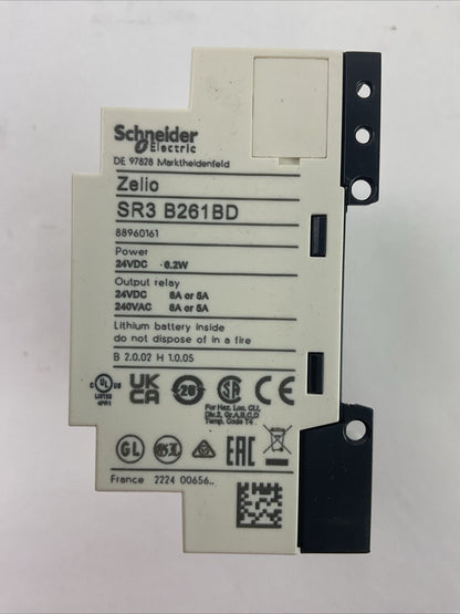 SCHNEIDER ELECTRIC ZELIO SR3 B261BD SMART RELAY 24VDC OUTPUT RELAY 24VDC 240VAC