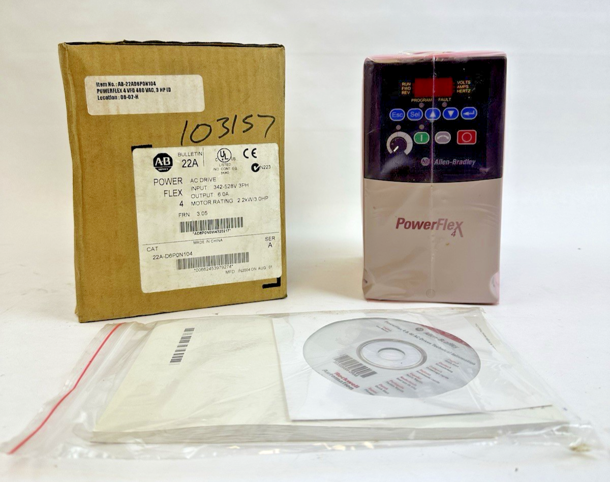 ALLEN-BRADLEY 22A-D6P0N104 POWERFLEX 4 AC DRIVE SER A FRN 3.05 3PH 342-528V