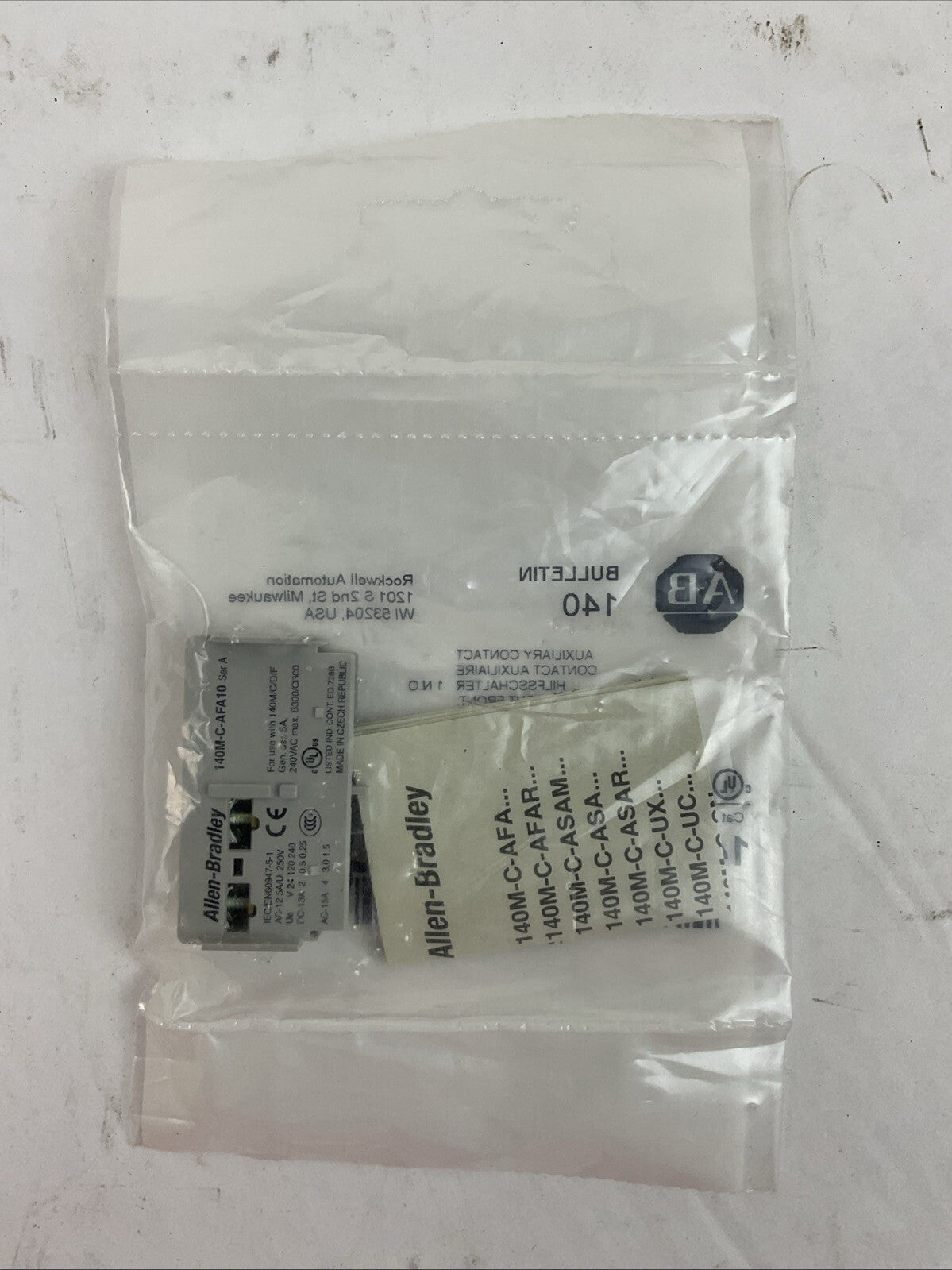 ALLEN BRADLEY 140M-C-AFA10 SER A AUXILIARY CONTACT