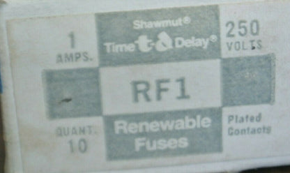 BOX of 10 / GOULD-SHAWMUT RF1 RENEWABLE FUSE 1A / 250V / NEW SURPLUS