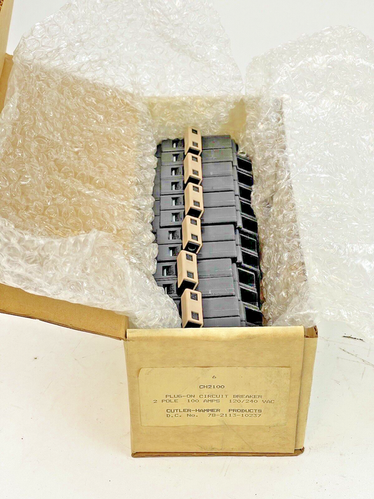 CUTLER-HAMMER *BOX OF 6* - CH2100 - 100A, 2 POLE, 120/240 VAC CIRCUIT BREAKERS