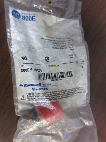 ALLEN-BRADLEY 800EM-MP24, Ser. A - MUSHROOM PUSH BUTTON - RED - NEW SURPLUS