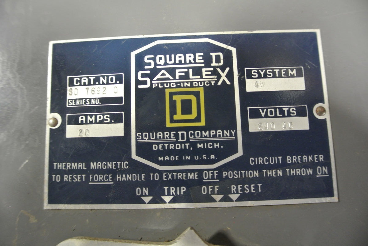SQUARE D SD-76920 - SAFLEX CIRCUIT BREAKER / BUS PLUG - 240V, 20A, 4W