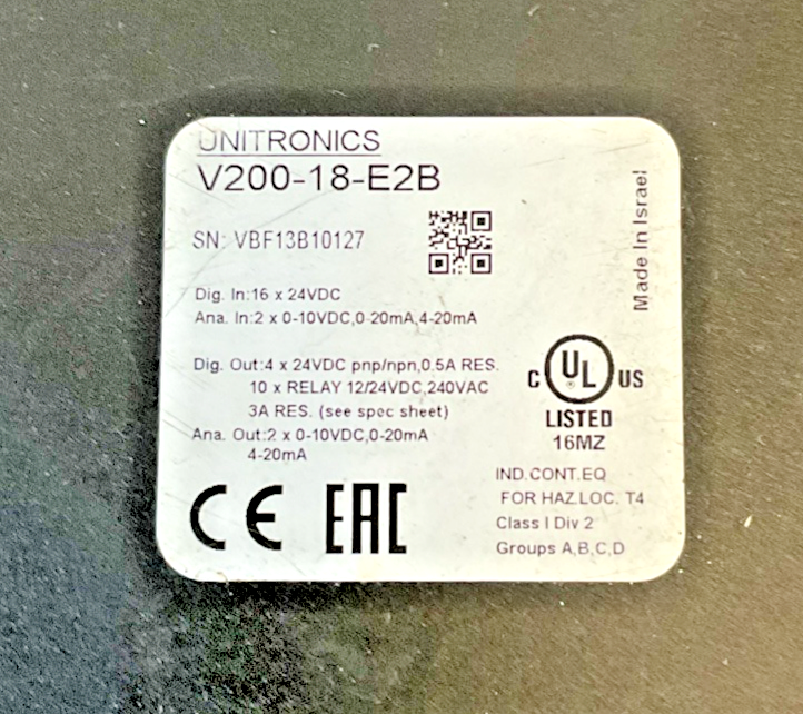 UNITRONICS V200-18-E2B LOGIC CONTROLLER 24VDC