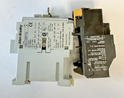 ALLEN BRADLEY 100-C09*10 CONTACTOR SER A 600VAC 9A W/ 193-BSB 22 RELAY 15-23A