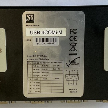 VS COM USB-4COMI-M CONNECTOR DB9-MALE 5VDC 1.6 4 PORT RS 422/485