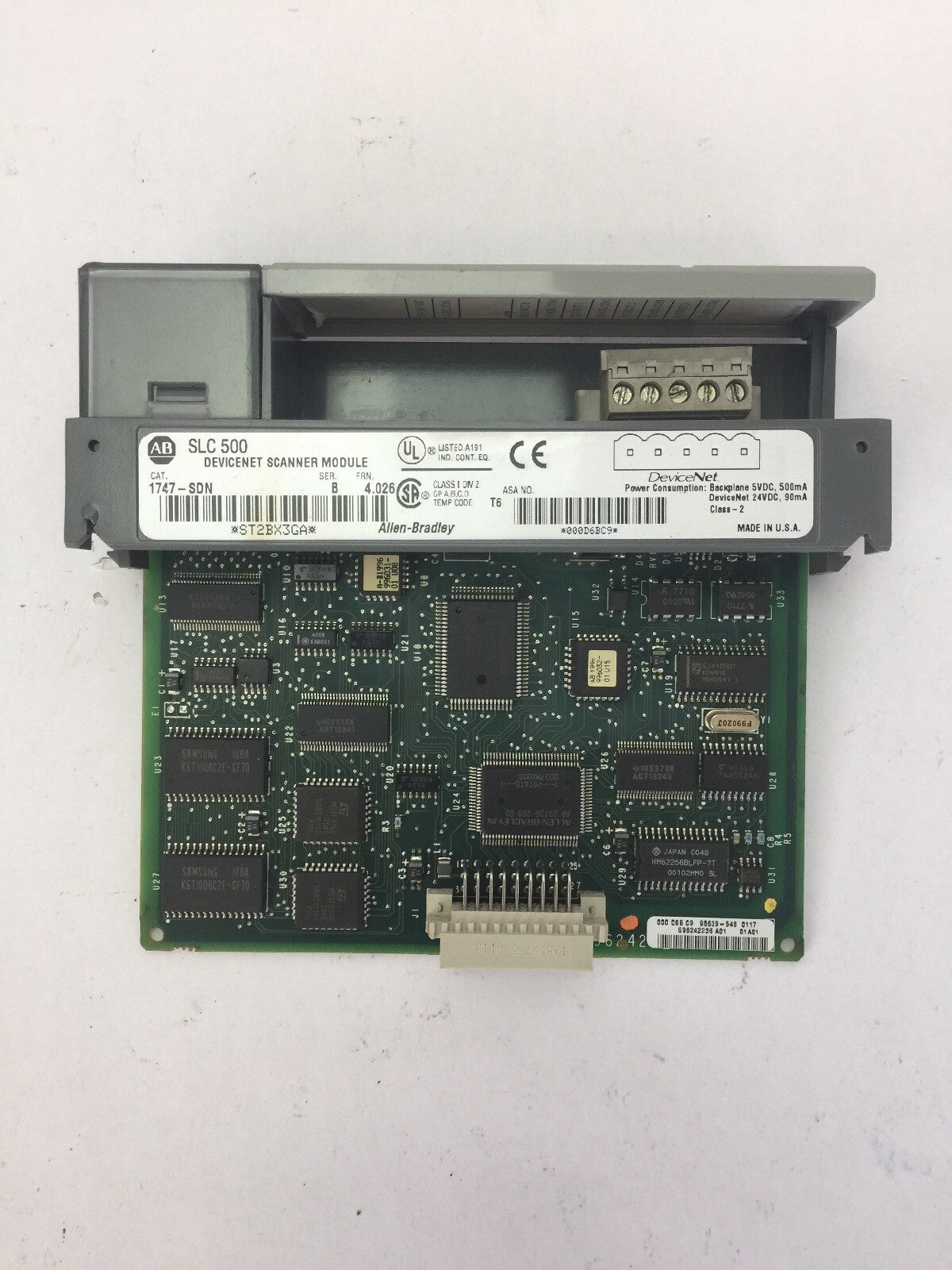ALLEN BRADLEY 1747-SDN DEVICENET SCANNER MODULE  SER B FRN 4.026 SLC 500