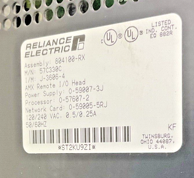 RELIANCE ELECTRIC 57C330C AUTOMAX REMOTE I/O HEAD 250V 120/240VAC 0.5/0.25A