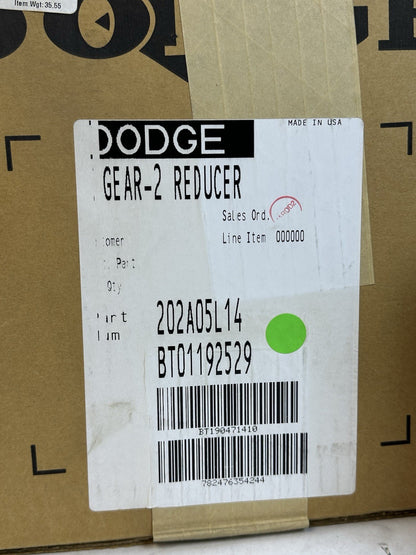 DODGE 202A05L14 TIGEAR-2 GEAR REDUCER 5:1 RATIO