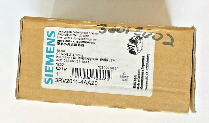 SIEMENS 3RV2011-4AA20 MOTOR CONTROL 10-16A 50HZ