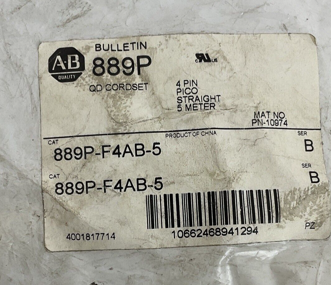 ALLEN BRADLEY 889P-F4AB-5 QD CORDSET 4PIN SER.B