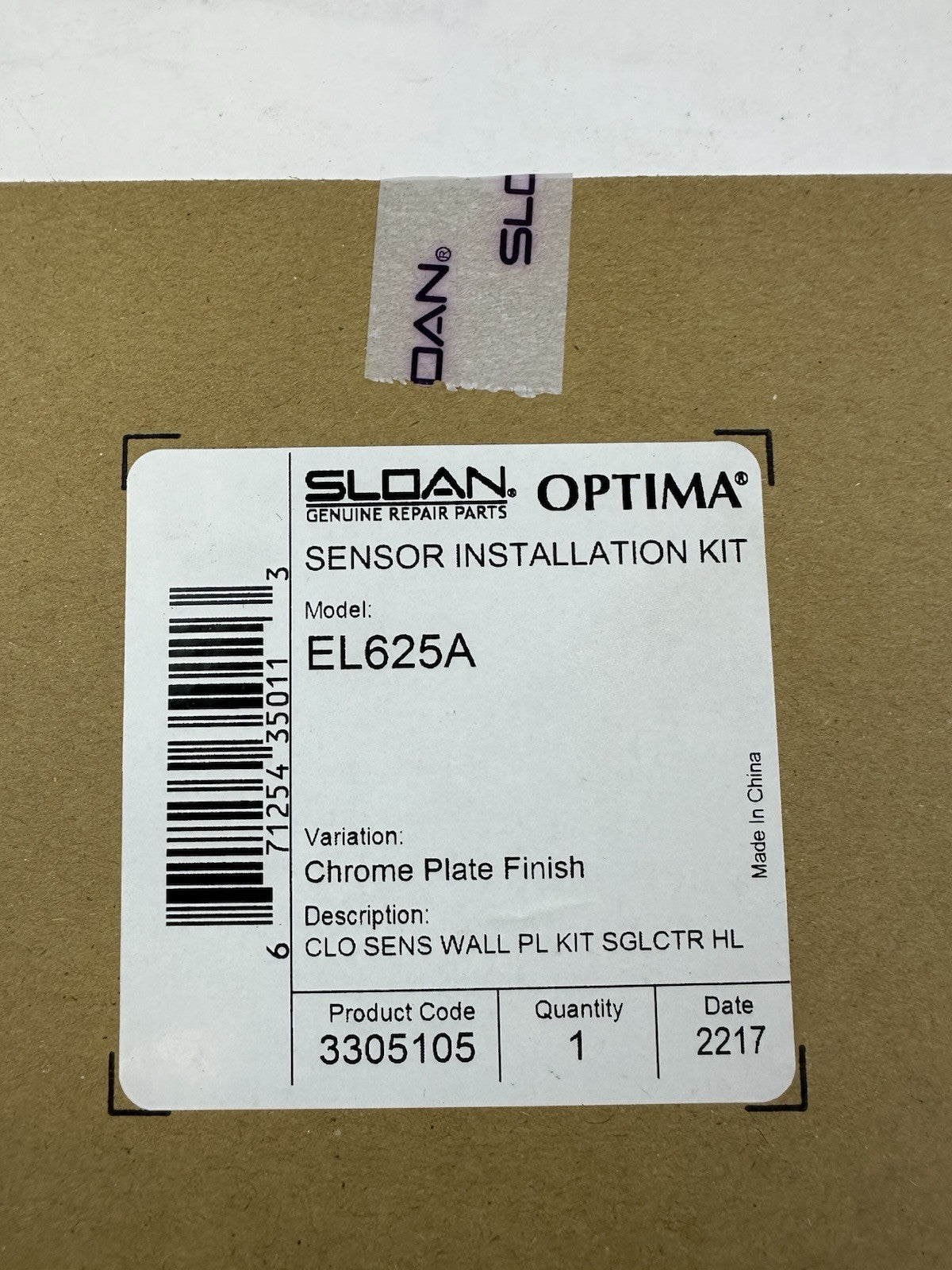 SLOAN EL625A OPTIMA CHROME SENSOR INSTALLATION KIT PLATE