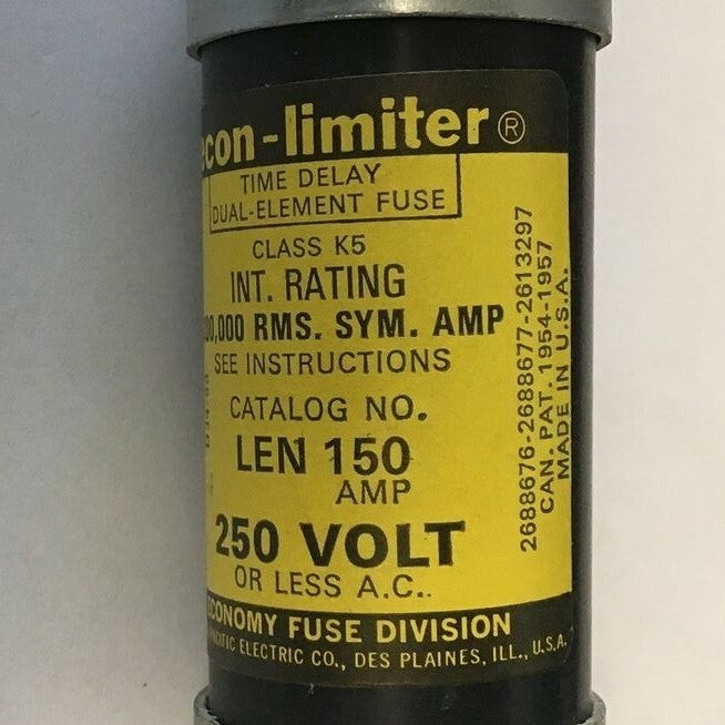 ECONOMY LEN 150 FUSE 250V ECO-LIMITER CLASS K5 TIME DELAY DUAL ELEMENT