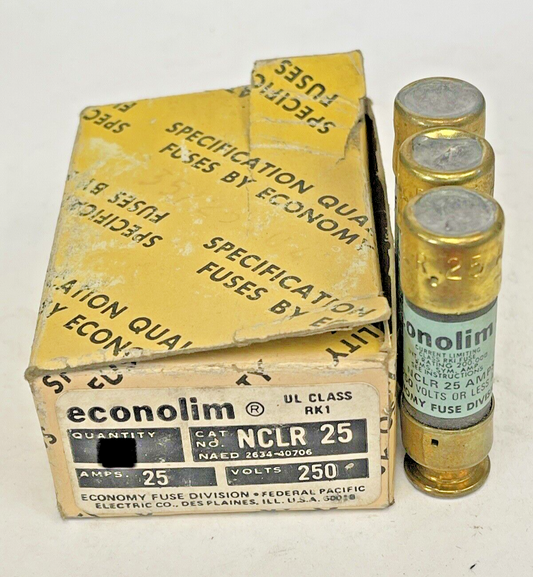 ECONOLIM *BOX OF 3* - NCLR 25 - 25 AMP, 250 VAC, CURRENT-LIMITING CLASS RK1 FUSE