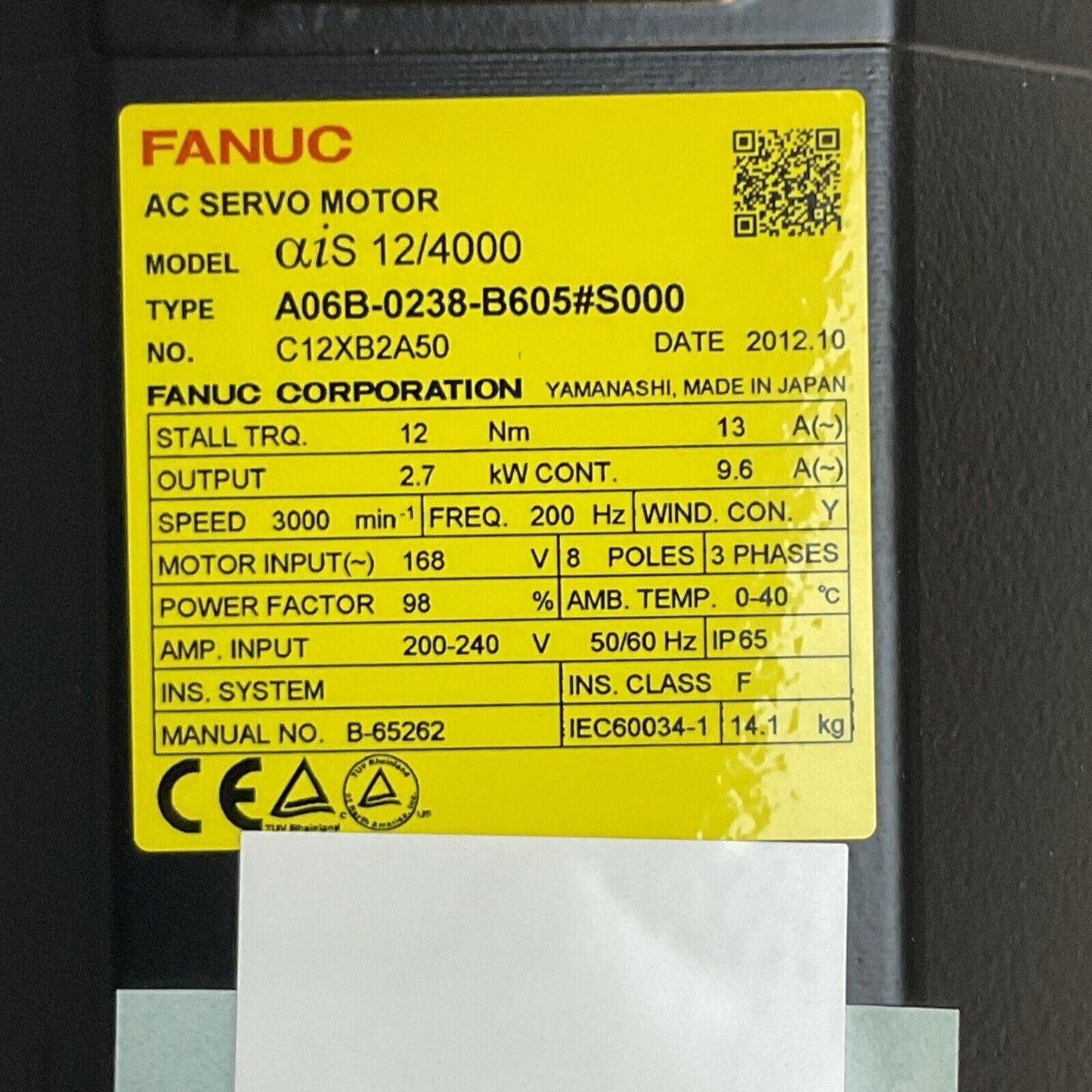 FANUC A06B-0238-B605#S000 AC SERVO MOTOR A860-2010-T341 PULSECODER aiAR128