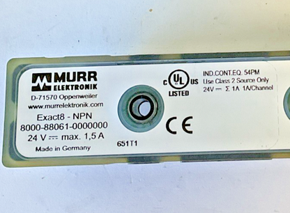 MURR 8000-88061-0000000 24VDC EXACT8-NPN MODULE ASSEMBLY ***LOTOF2***
