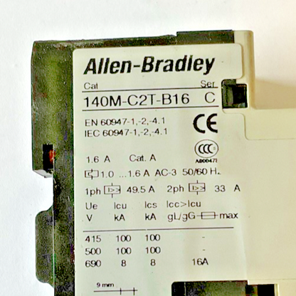ALLEN BRADLEY 140M-C2T-B16 MOTOR PROTECTOR SER.C 1.6A 50/60HZ