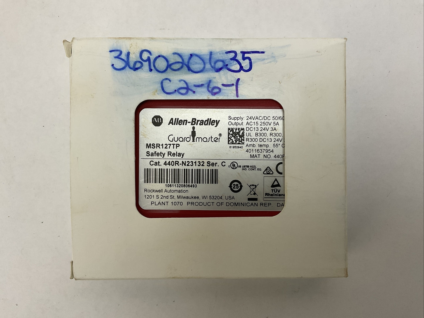 ALLEN BRADLEY 440R-N23132 SERIES C GUARD MASTER SAFETY RELAY MSR127TP