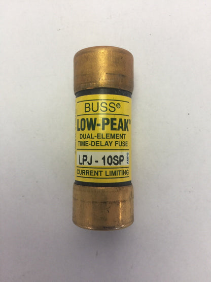 BUSS LPJ-10SP LOW-PEAK DUAL-ELEMENT TIME-DELAY FUSE 10A 600VAC/300VDC (LOT OF 2)