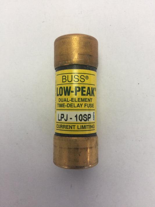 BUSS LPJ-10SP LOW-PEAK DUAL-ELEMENT TIME-DELAY FUSE 10A 600VAC/300VDC (LOT OF 2)