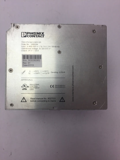 PHOENIX CONTACT TRIO-PS/3AC/24DC/20 POWER SUPPLY OUTPUT 24VDC 20A