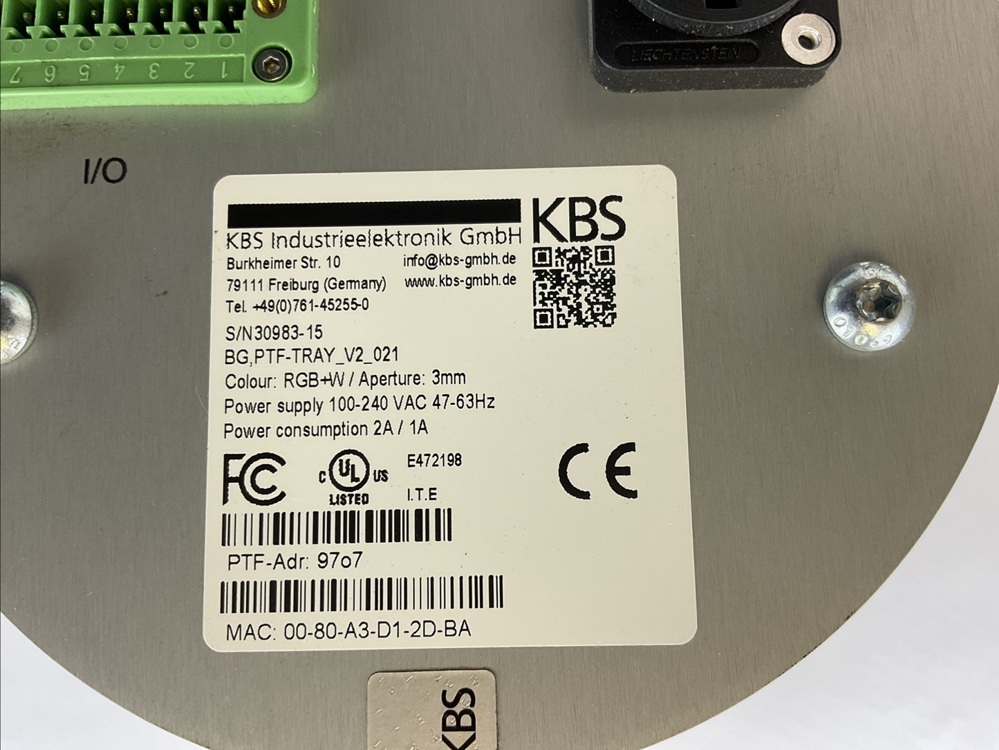 KBS INDUSTRIAEELEKTRONIK GmbH BG, PTF-TRAY_V2_021 PICKTERM TRAY ILLUMINATOR
