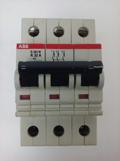 ABB S283W, CIRCUIT BREAKER, K32A, 3POLE, 277/480VAC, MAX 254/440, VDE0660, NEW