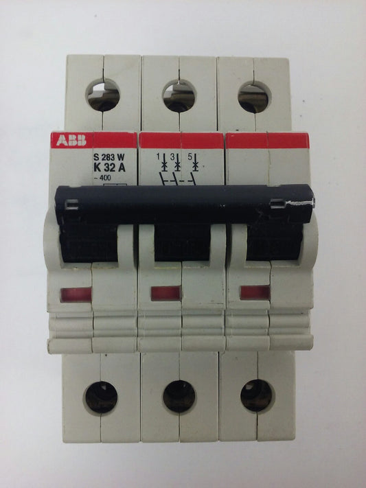ABB S283W, CIRCUIT BREAKER, K32A, 3POLE, 277/480VAC, MAX 254/440, VDE0660, NEW