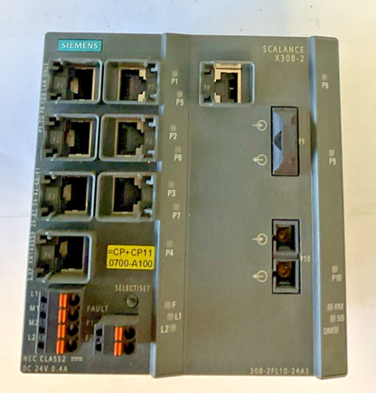 SIEMENS 6GK5308-2FL10-2AA3 IE SWITCH SCALANCE X308-2 24VDC 0.4A